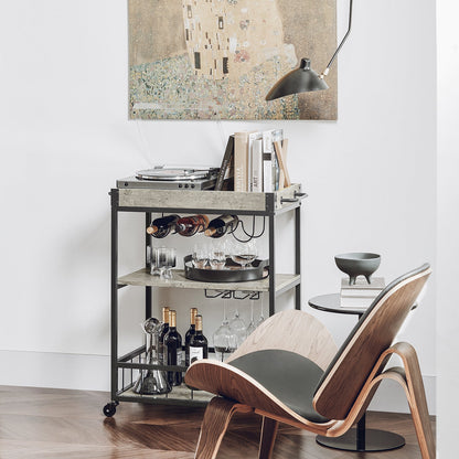 Chariot de cuisine moderne à 3 niveaux SoBuy avec casier à vin, en métal et MDF, FKW56-HG