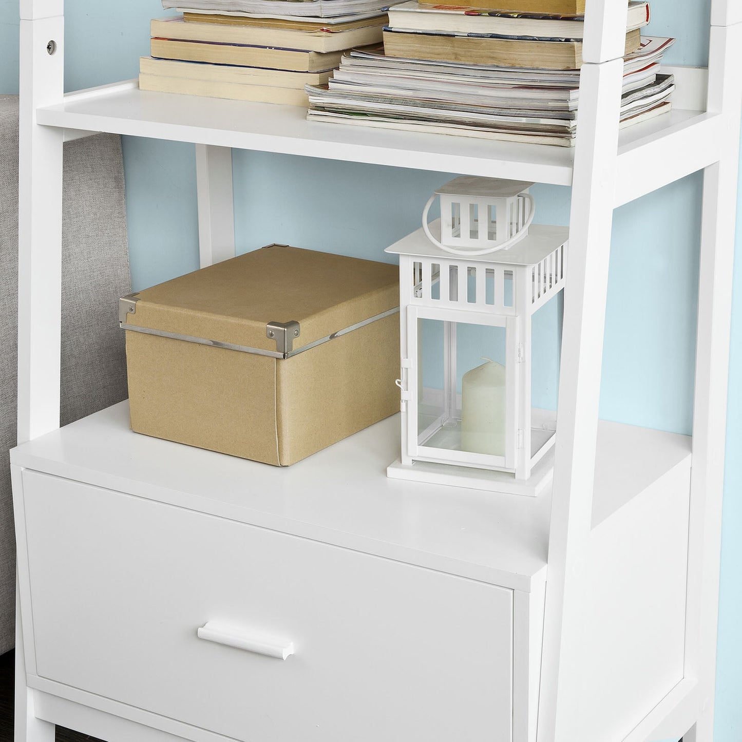 Bibliothèque de rangement blanche SoBuy avec tiroir et étagères, FRG116-W