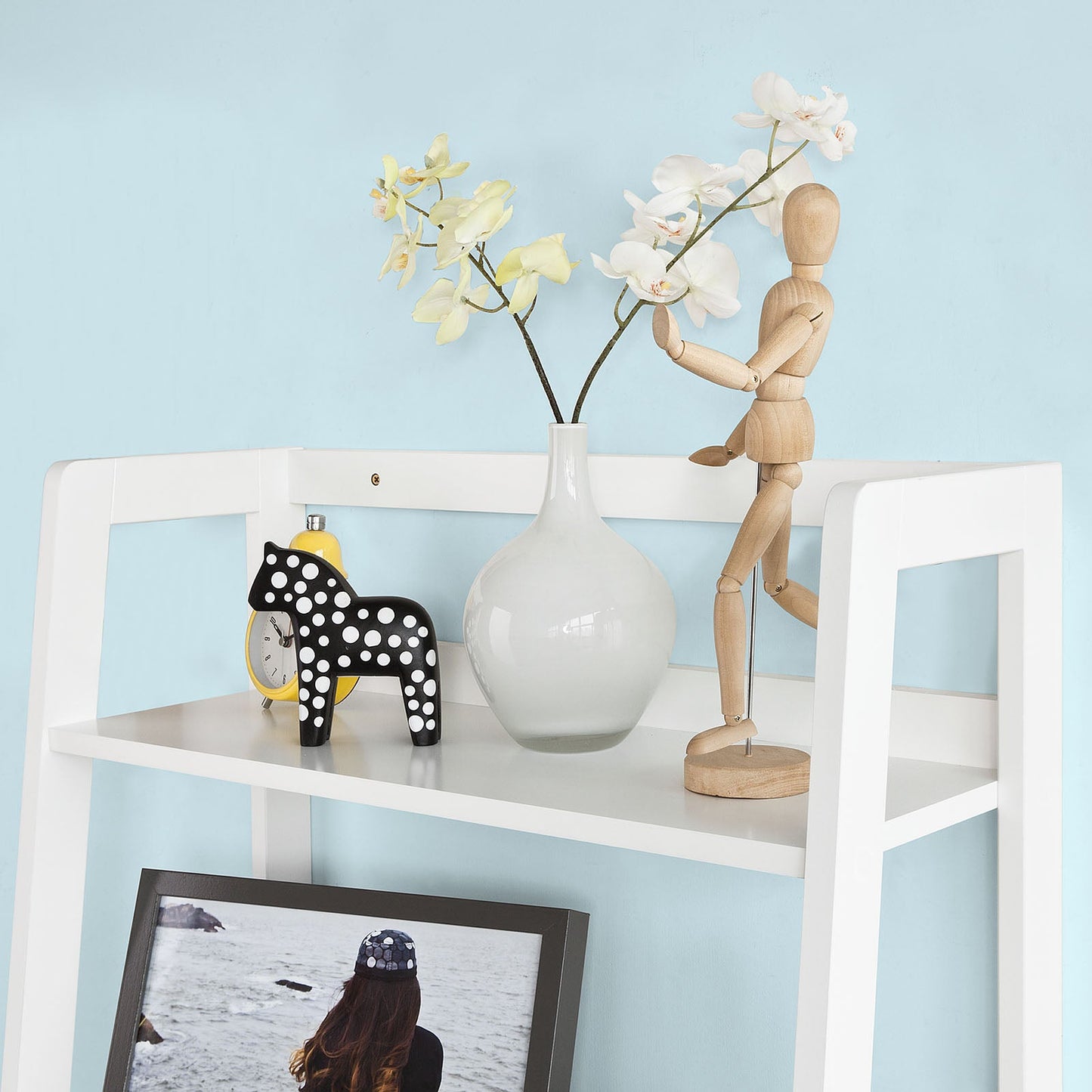 Bibliothèque de rangement blanche SoBuy avec tiroir et étagères, FRG116-W