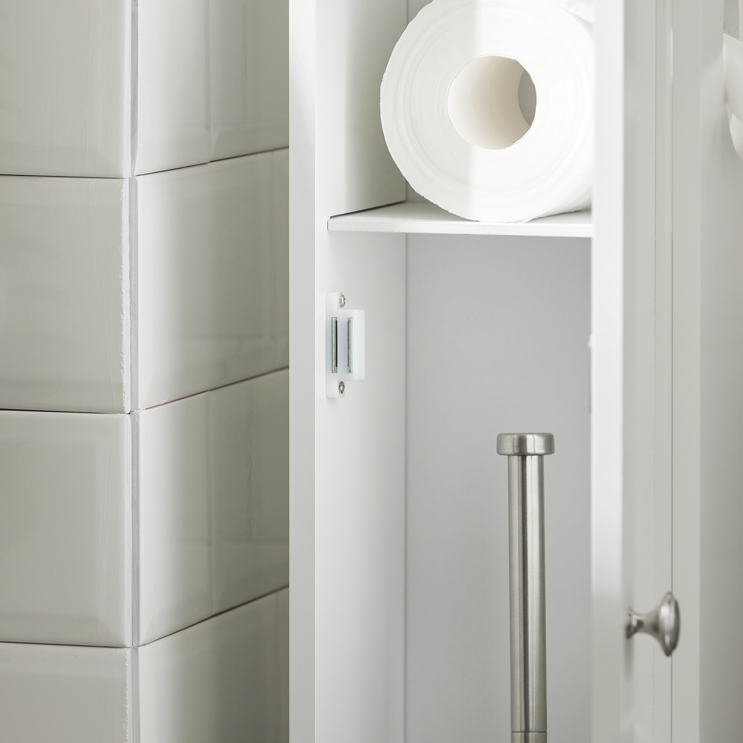 Meuble de salle de bain autoportant en bois SoBuy, porte-rouleau de papier toilette, FRG135-W
