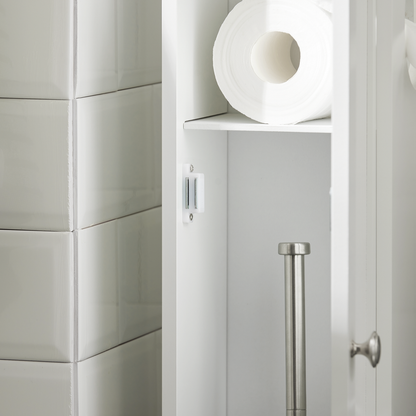 Meuble de salle de bain autoportant en bois SoBuy, porte-rouleau de papier toilette, FRG135-W
