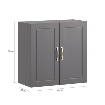 Meuble de rangement mural SoBuy à double porte, meuble mural de cuisine et salle de bain gris FRG231-DG