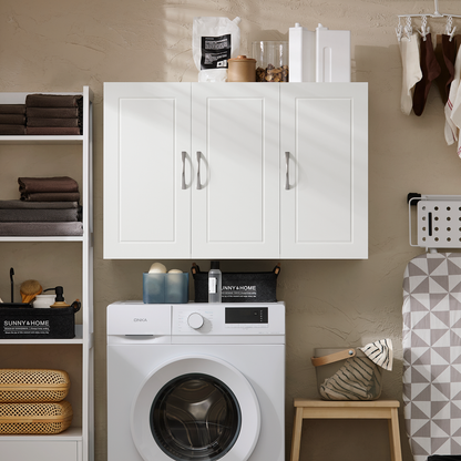 Meuble de rangement mural SoBuy à 3 portes pour cuisine et salle de bain FRG231-LW