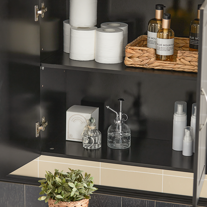 SoBuy FRG231-SCH, Meuble de rangement mural à double porte, meuble mural pour cuisine, salle de bain, garage ou buanderie, noir