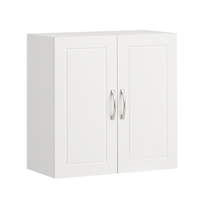Meuble de rangement mural SoBuy à double porte, idéal pour la cuisine, la salle de bain, le garage ou la buanderie, blanc FRG231-W