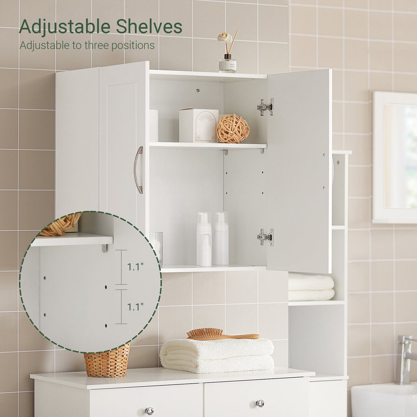 Meuble de rangement mural SoBuy à double porte, idéal pour la cuisine, la salle de bain, le garage ou la buanderie, blanc FRG231-W