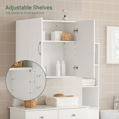 Meuble de rangement mural SoBuy à double porte, idéal pour la cuisine, la salle de bain, le garage ou la buanderie, blanc FRG231-W