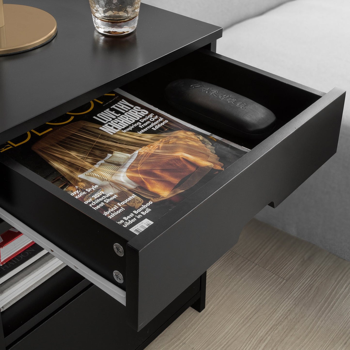 SoBuy FRG258-SCH, Table de chevet avec tiroirs, Table d'appoint, Table de nuit, Table de chevet avec lampe