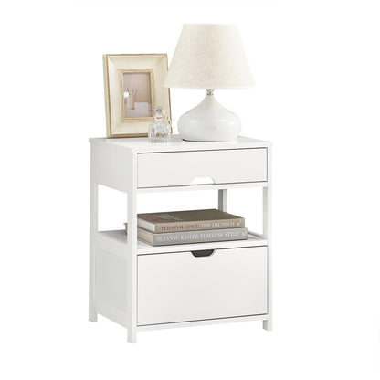 Table de chevet SoBuy avec tiroirs, table de nuit, lampe de chevet, table d'appoint, blanche FRG258-W