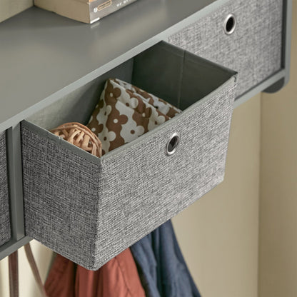 SoBuy FRG282-HG, Porte-manteau mural, étagère murale, meuble de rangement mural avec 3 paniers et 5 crochets, gris