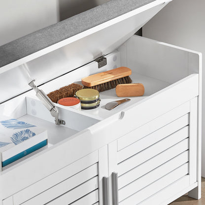 Meuble de rangement banc à chaussures SoBuy avec siège rembourré pliable et 2 portes FSR102-W