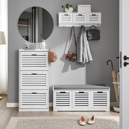 Meuble de rangement banc à chaussures SoBuy avec siège rembourré pliable et 2 portes FSR102-W