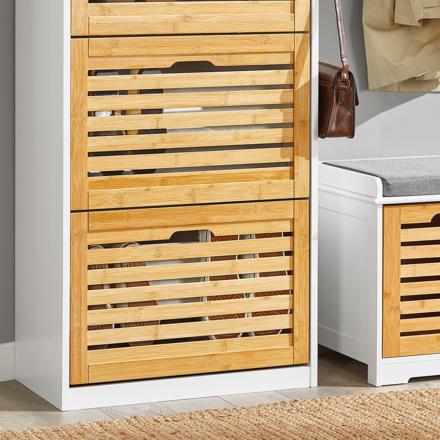 Meuble à chaussures SoBuy FSR108-WN, 3 tiroirs, étagère à chaussures, meuble de rangement pour chaussures