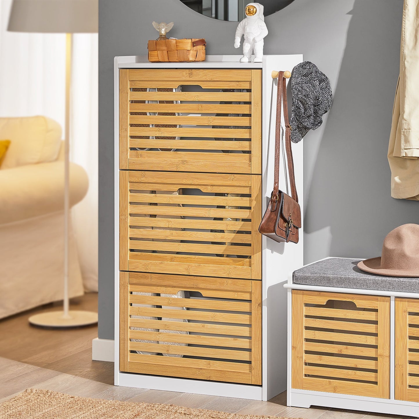 Meuble à chaussures SoBuy FSR108-WN, 3 tiroirs, étagère à chaussures, meuble de rangement pour chaussures