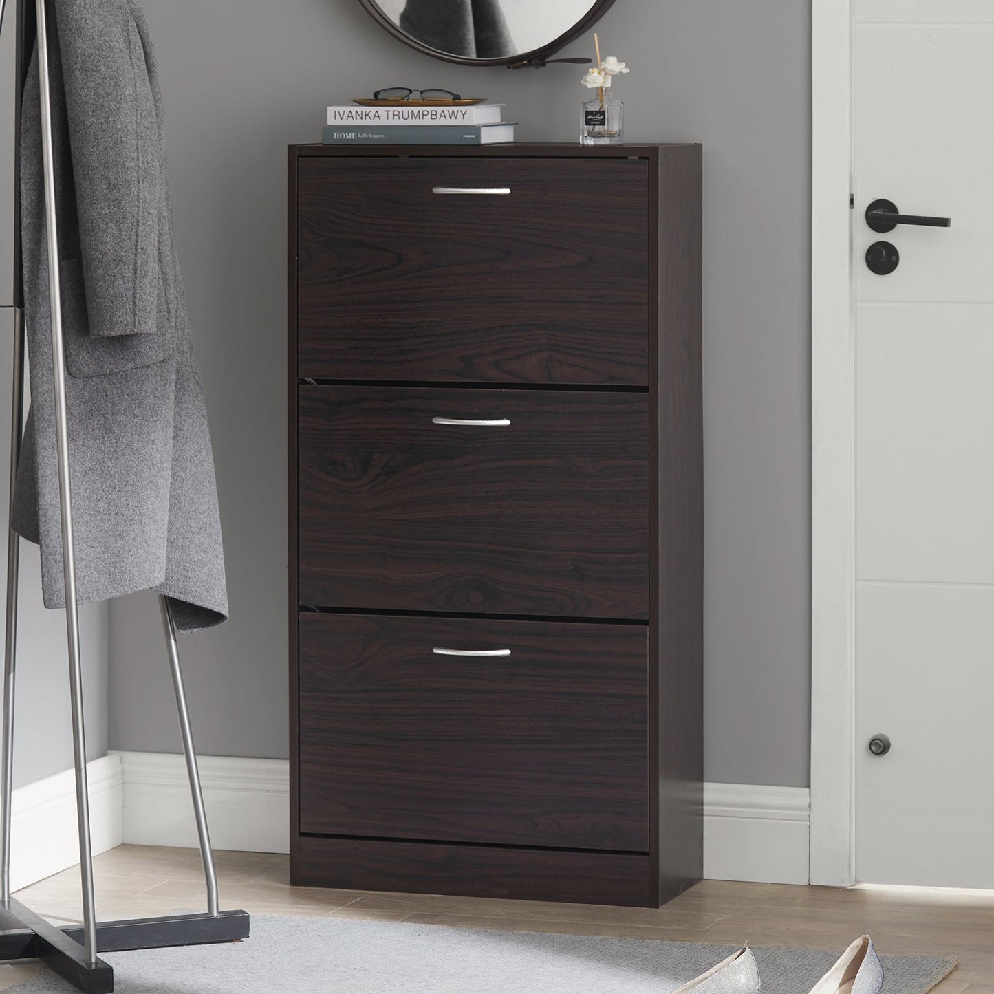 Meuble à chaussures SoBuy FSR110-BR, 3 tiroirs, étagère à chaussures, meuble de rangement pour chaussures