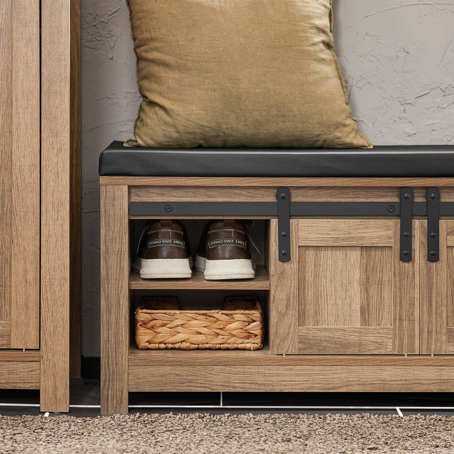 Banc à chaussures d'entrée SoBuy FSR118-BR, meuble à chaussures, étagère à chaussures