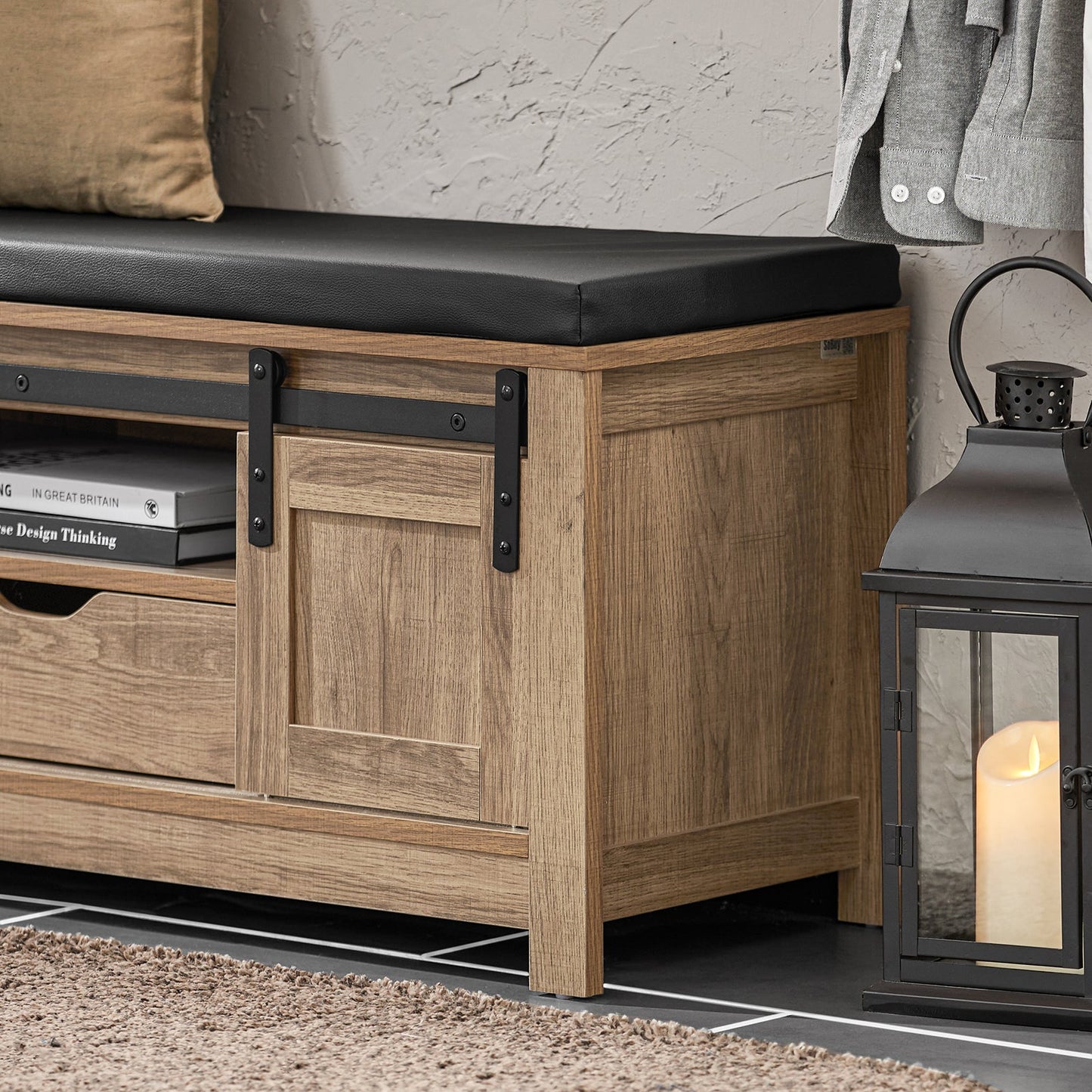 Banc à chaussures d'entrée SoBuy FSR118-BR, meuble à chaussures, étagère à chaussures