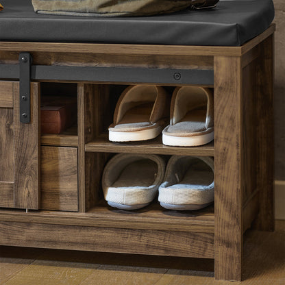 SoBuy FSR118-N, Banc à chaussures d'entrée avec 2 portes coulissantes et coussin d'assise