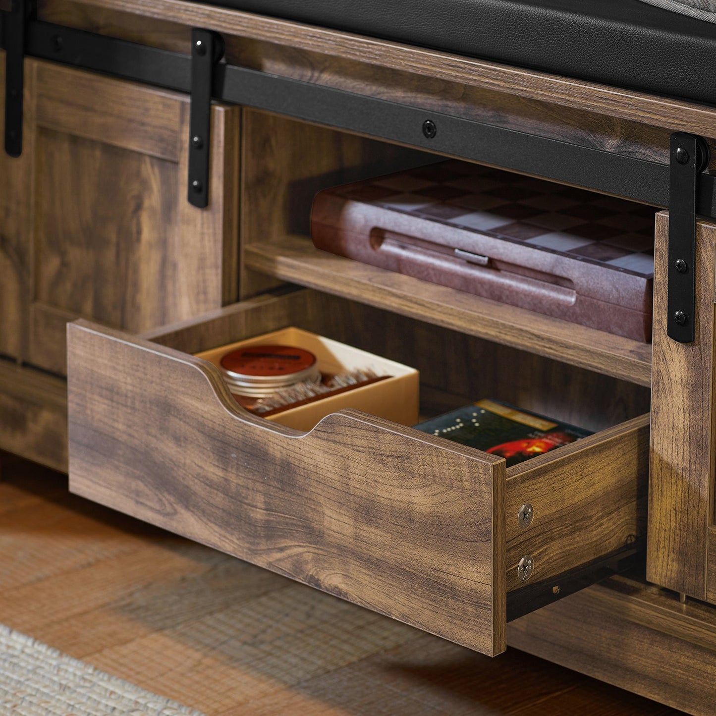 SoBuy FSR118-N, Banc à chaussures d'entrée avec 2 portes coulissantes et coussin d'assise