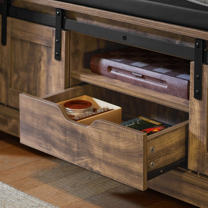 SoBuy FSR118-N, Banc à chaussures d'entrée avec 2 portes coulissantes et coussin d'assise