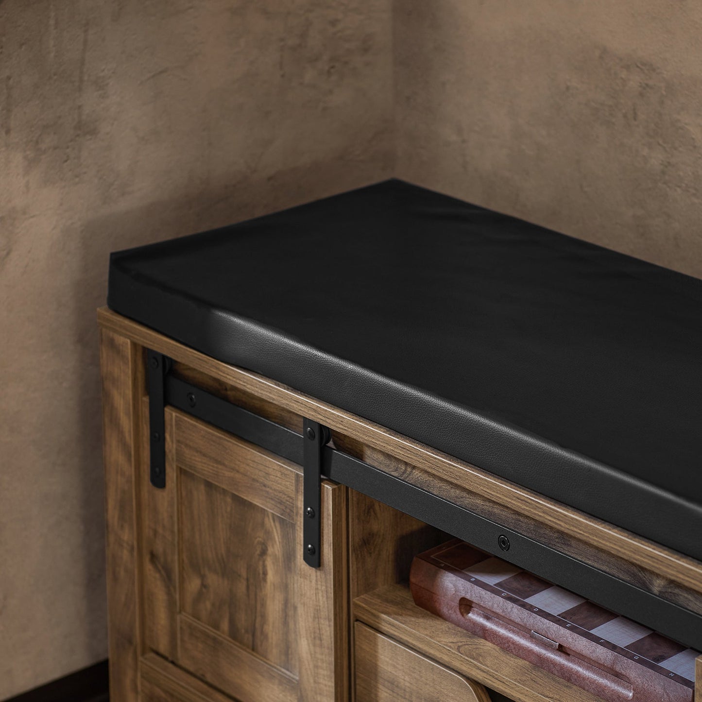 SoBuy FSR118-N, Banc à chaussures d'entrée avec 2 portes coulissantes et coussin d'assise