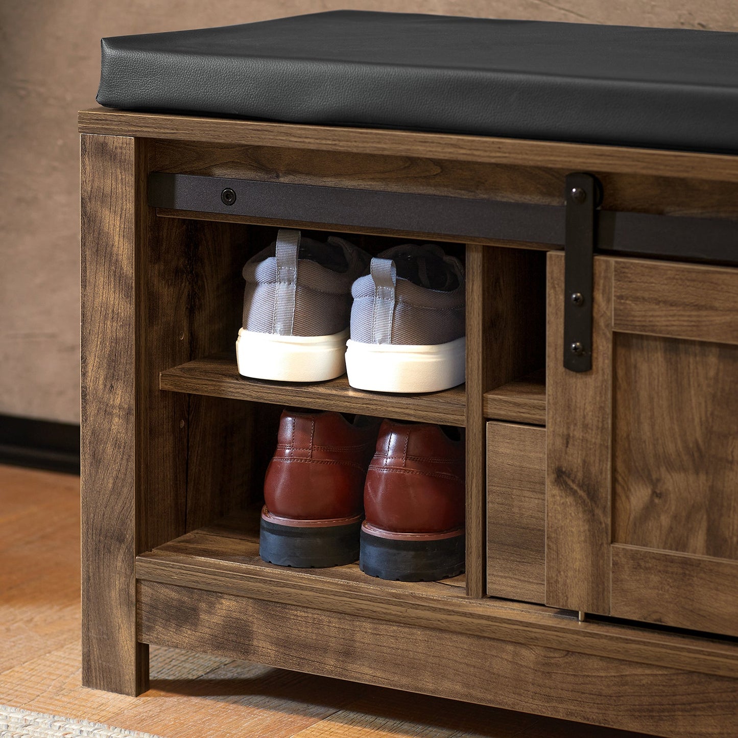 SoBuy FSR118-N, Banc à chaussures d'entrée avec 2 portes coulissantes et coussin d'assise