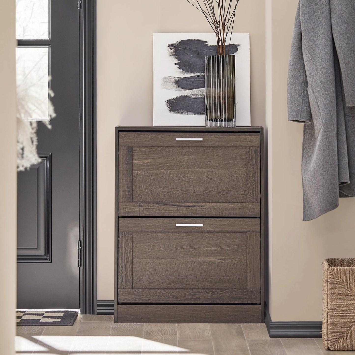 Meuble à chaussures SoBuy à 2 tiroirs, étagère à chaussures, armoire de rangement pour chaussures FSR137-BR