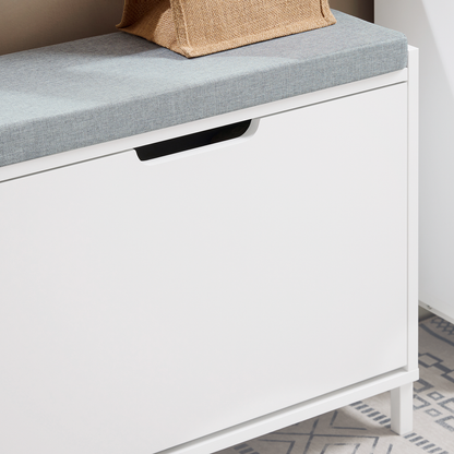 SoBuy FSR151-KW Banc à chaussures d'entrée avec étagère à chaussures et coussin d'assise