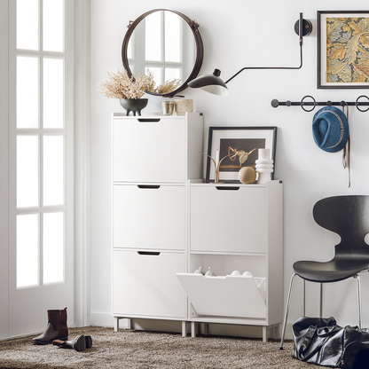 Meuble à chaussures SoBuy FSR151-W à 2 tiroirs rabattables, étagère à chaussures, meuble de rangement pour chaussures