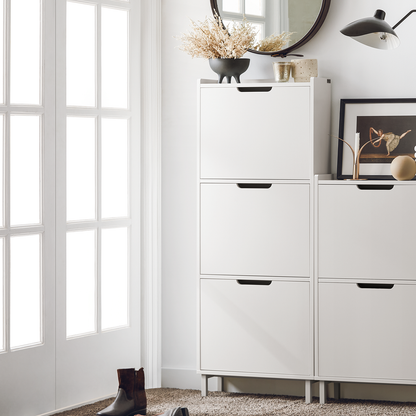 Meuble à chaussures SoBuy FSR151-W à 2 tiroirs rabattables, étagère à chaussures, meuble de rangement pour chaussures