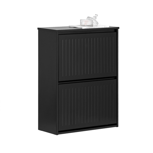 Meuble à chaussures SoBuy à 2 tiroirs rabattables, étagère à chaussures, armoire de rangement pour chaussures, unité de rangement FSR165-K-SCH