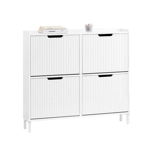 Meuble à chaussures SoBuy avec 4 tiroirs rabattables, unité de rangement pour chaussures FSR177-LW