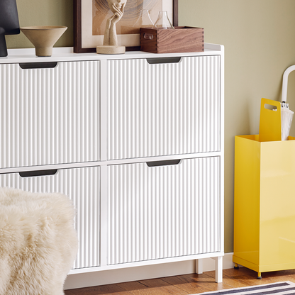 Meuble à chaussures SoBuy avec 4 tiroirs rabattables, unité de rangement pour chaussures FSR177-LW