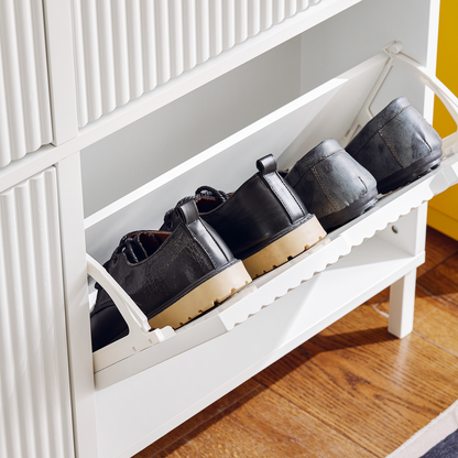 Meuble à chaussures SoBuy avec 4 tiroirs rabattables, unité de rangement pour chaussures FSR177-LW