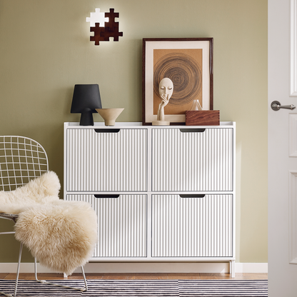 Meuble à chaussures SoBuy avec 4 tiroirs rabattables, unité de rangement pour chaussures FSR177-LW