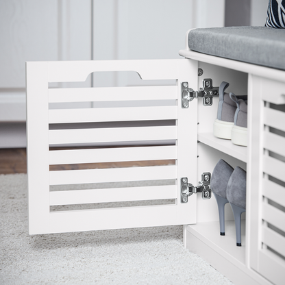 Banc à chaussures SoBuy avec coussin d'assise et 2 portes, meuble de rangement pour entrée FSR23-II-W