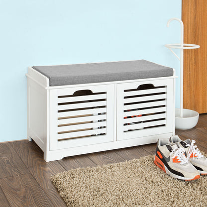Banc de rangement à chaussures SoBuy avec 2 tiroirs et coussin, FSR23-KW