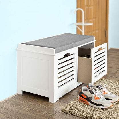 Banc de rangement à chaussures SoBuy avec 2 tiroirs et coussin, FSR23-KW