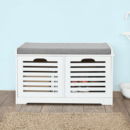 Banc de rangement à chaussures SoBuy avec 2 tiroirs et coussin, FSR23-KW