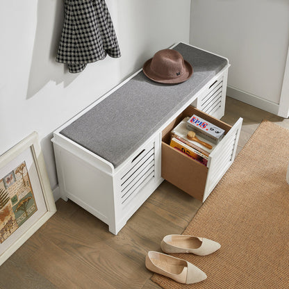 Banc de rangement à chaussures SoBuy avec tiroirs et coussin, FSR23-W