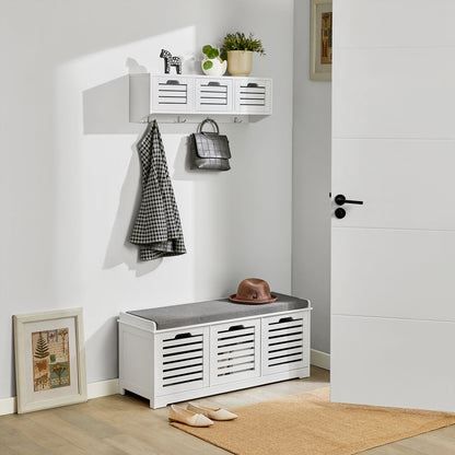 Banc de rangement à chaussures SoBuy avec tiroirs et coussin, FSR23-W