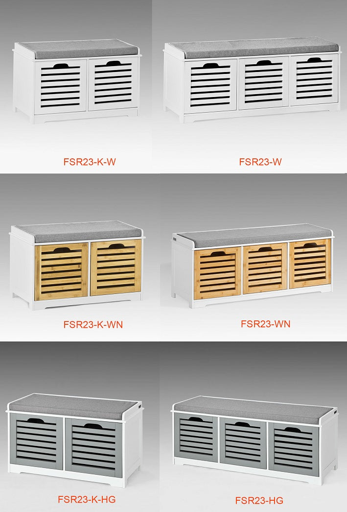 Banc de rangement à chaussures SoBuy avec 2 tiroirs et coussin, FSR23-KW