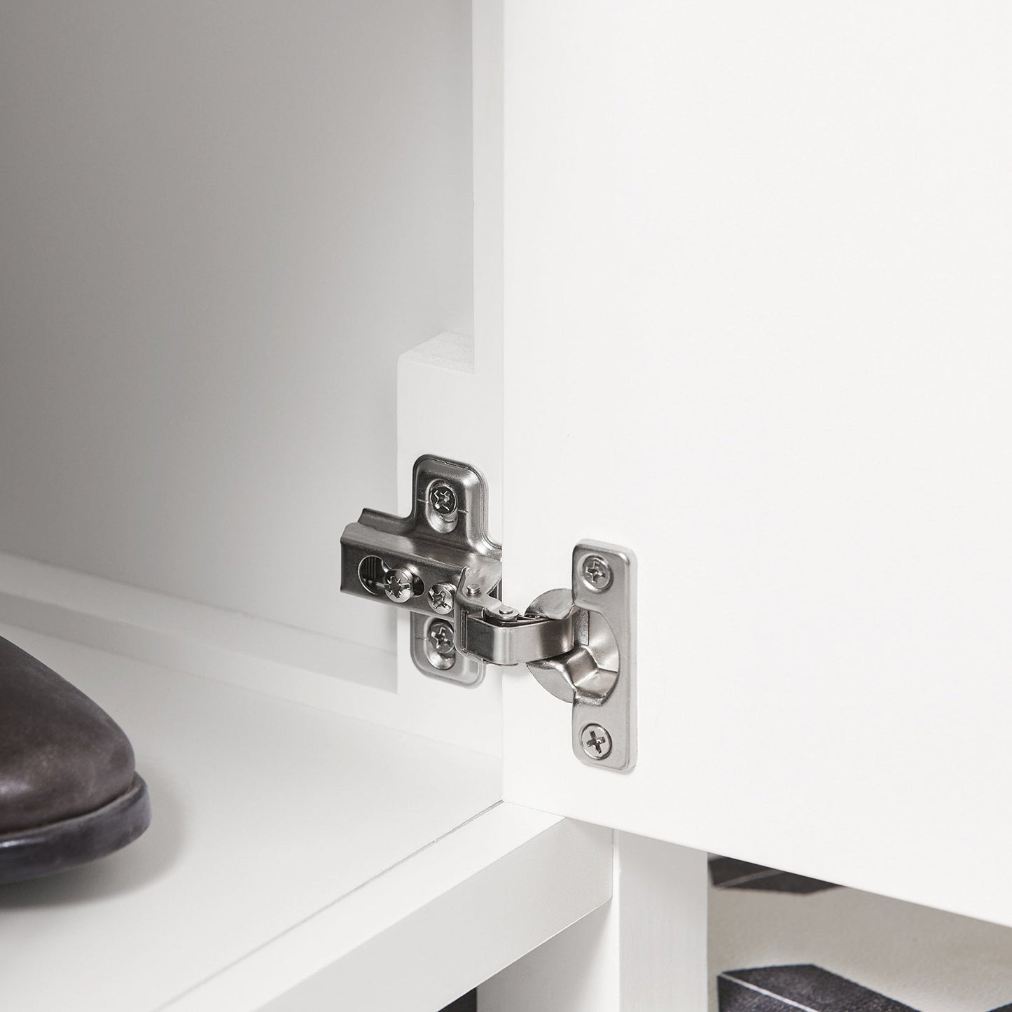 Banc de rangement blanc SoBuy FSR35-W avec 2 portes et coussin d'assise amovible, meuble à chaussures