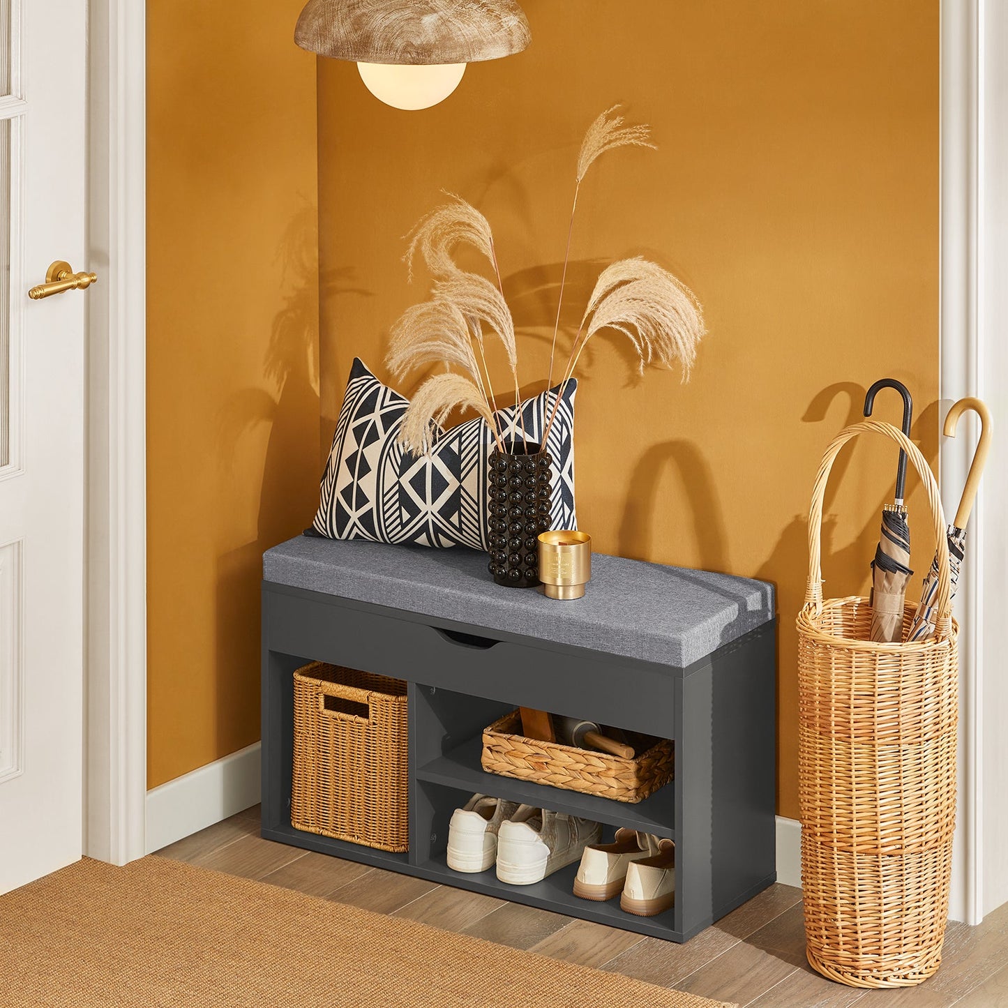 Meuble de rangement à chaussures SoBuy avec plateau relevable et coussin d'assise FSR45-DG