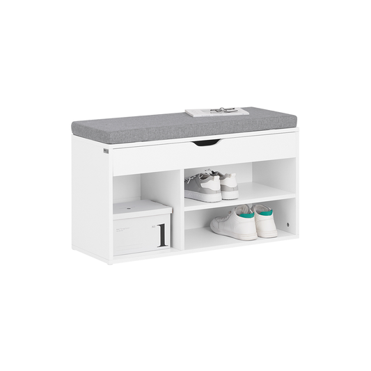 SoBuy FSR45-HG, meuble de rangement pour chaussures, banc à chaussures avec plateau relevable et coussin gris