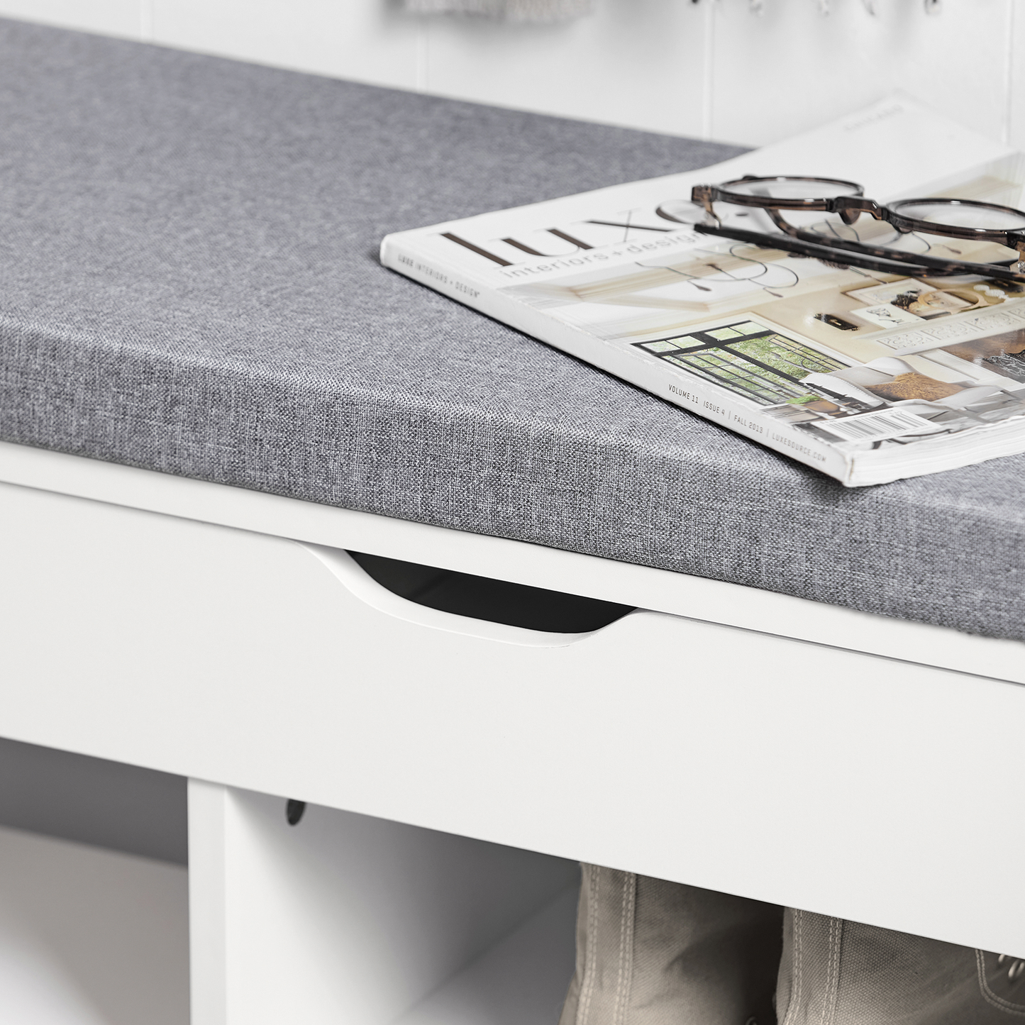 SoBuy FSR45-HG, meuble de rangement pour chaussures, banc à chaussures avec plateau relevable et coussin gris