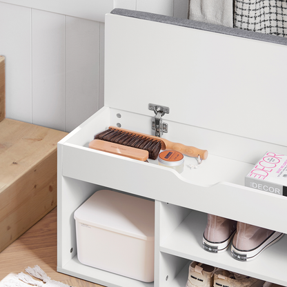 SoBuy FSR45-HG, meuble de rangement pour chaussures, banc à chaussures avec plateau relevable et coussin gris