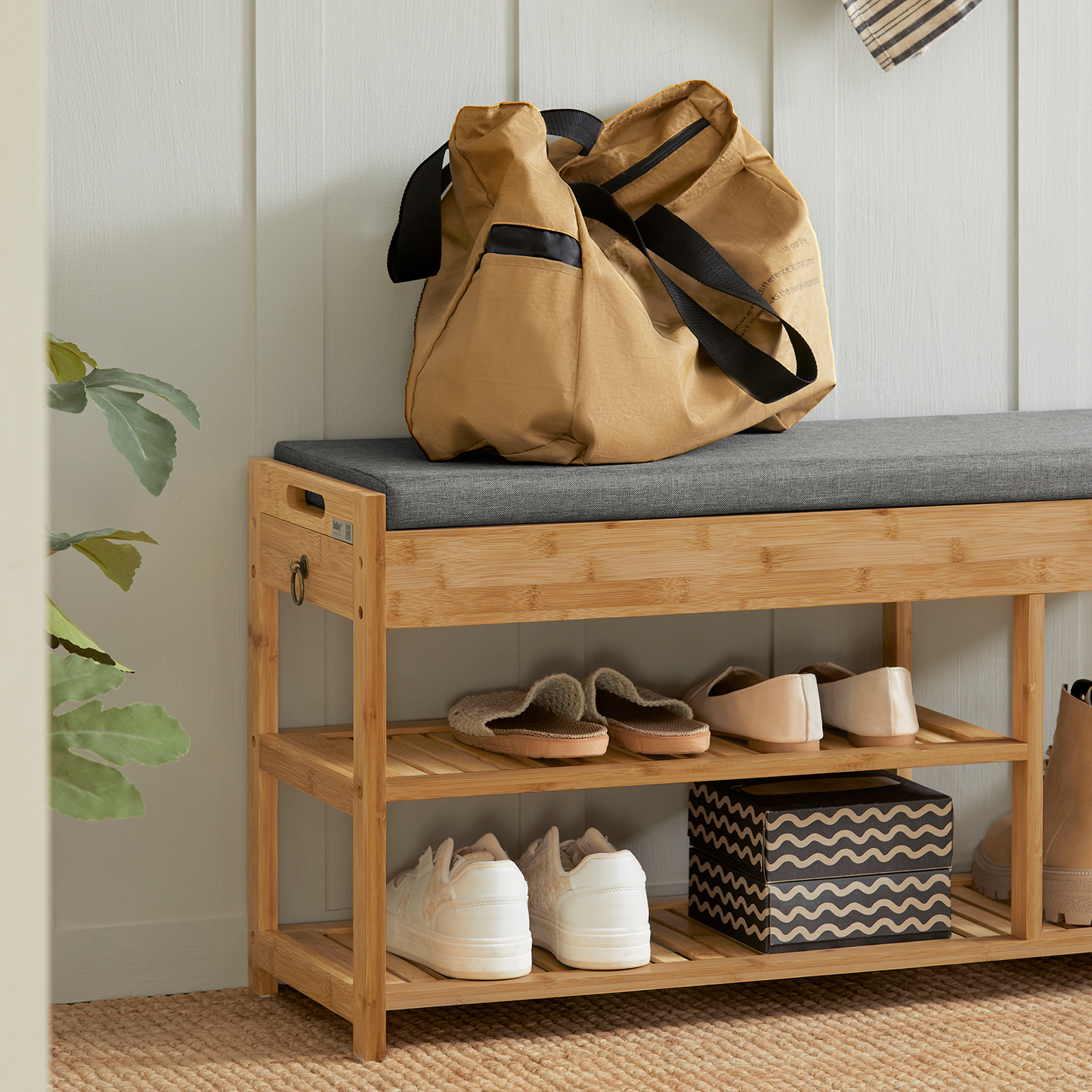 Banc de rangement à chaussures rembourré SoBuy avec espace de rangement, FSR47-N