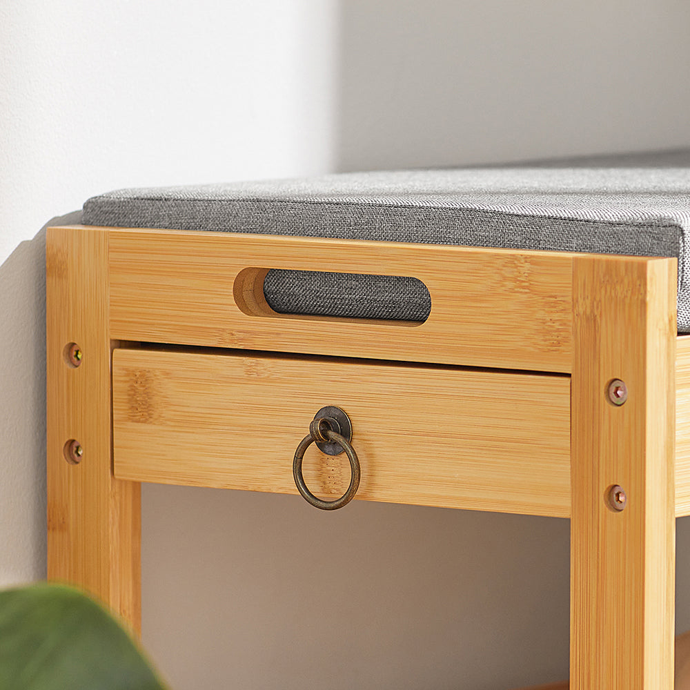 Banc à chaussures SoBuy en bambou avec plateau relevable et coussin d'assise FSR49-N