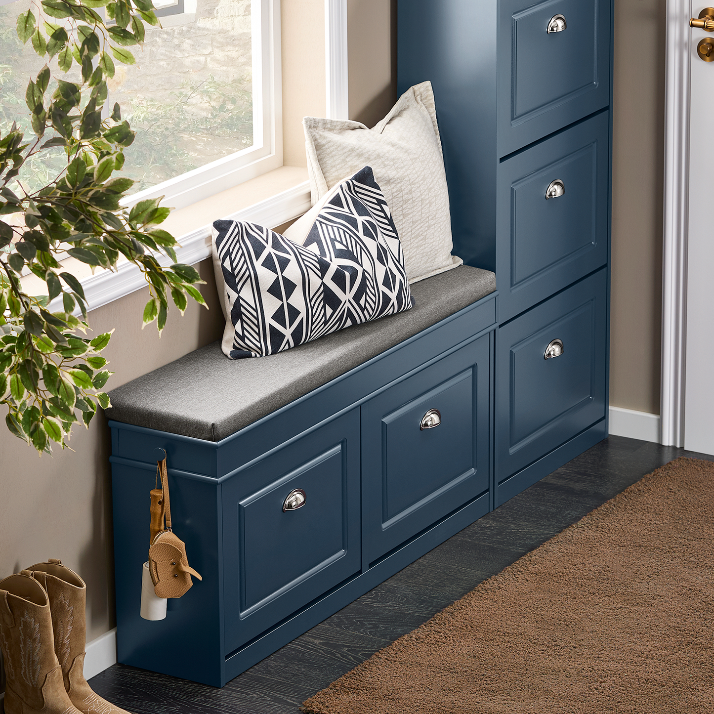 Banc à chaussures SoBuy avec tiroir rabattable et coussin d'assise FSR64-B